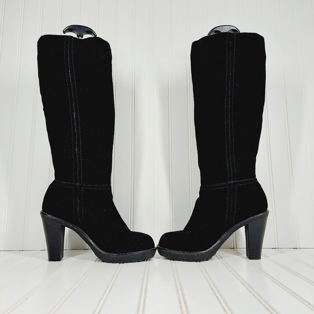 Envy Katima Black Suede Women's Tall Platform Heeled Boots I667 - Picture 7 of 14